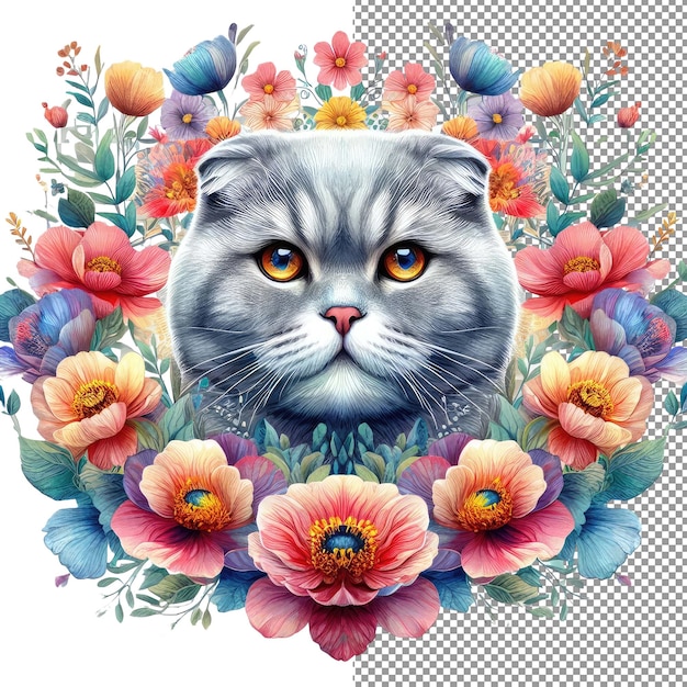 PSD whisker watercolors captivating cat face vector art in pastel hues