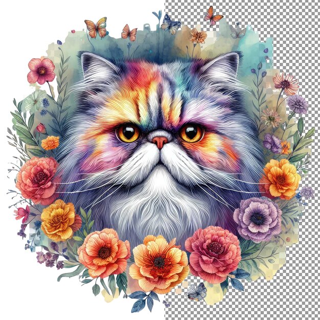 PSD whisker watercolors captivating cat face vector art in pastel hues