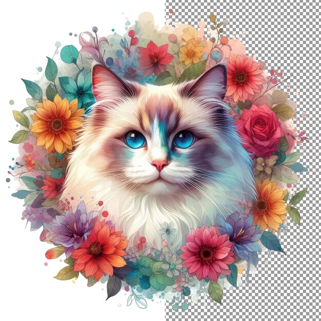 PSD whisker watercolors captivating cat face vector art in pastel hues