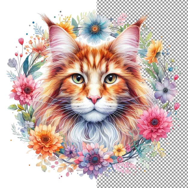 PSD whisker waterverf boeiende kattengezichtsvectorkunst in pasteltinten