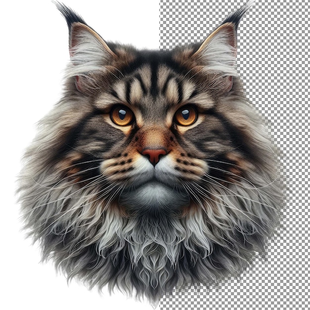 Whiskered Elegance Isolated Cat Face