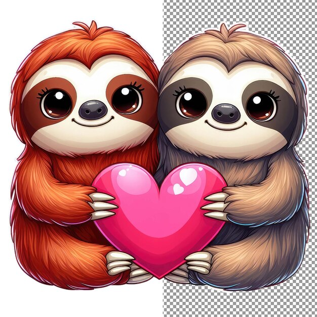 Whiskered romance vector art of adorable animal couple holding a heart