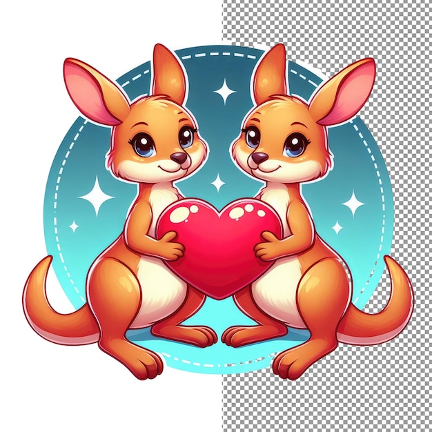 Whiskered romance vector art of adorable animal couple holding a heart