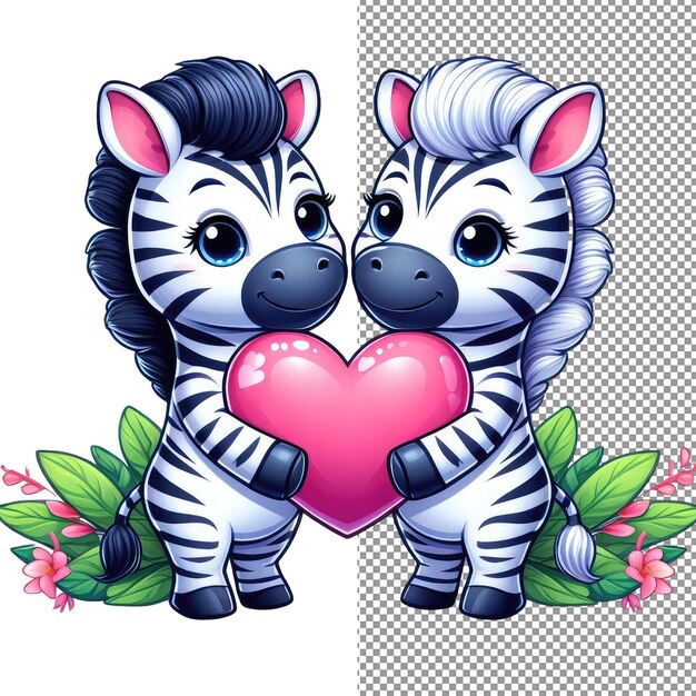 PSD whiskered romance vector art van een schattig dierlijk stel dat een hart vasthoudt