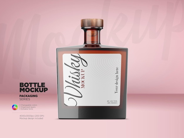 PSD mockup di etichetta di bottiglia di whisky