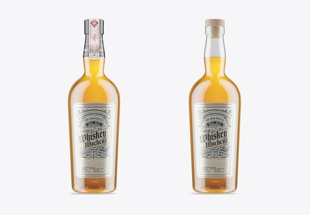 Rendering 3d di mockup di bottiglia di whisky