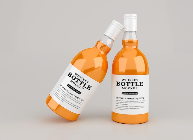 Mockup di bottiglia di whisky isolato