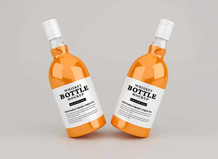 Whiskey bottle mockup isolated  