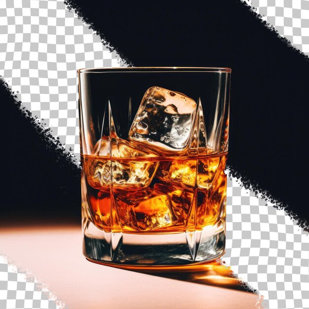 Whiskey on ice transparent background