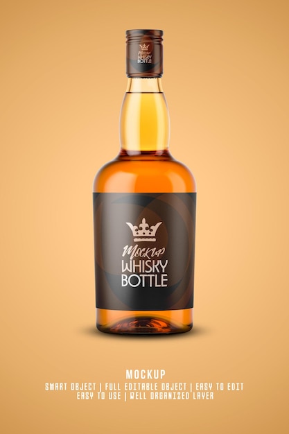 PSD whisky bottle mockup full editable smart object