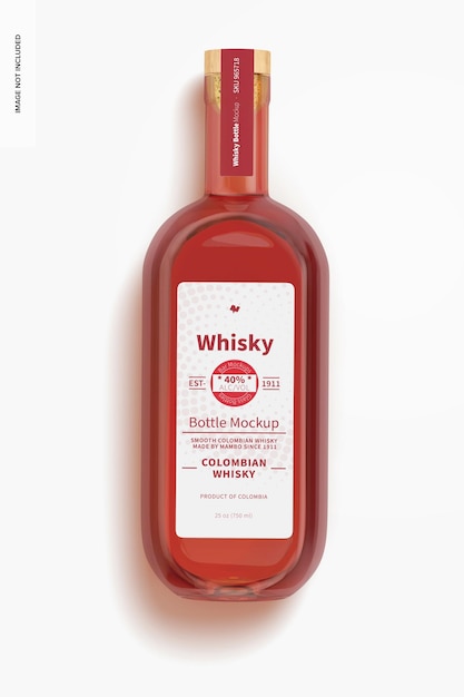 Whisky bottle mockup, top view