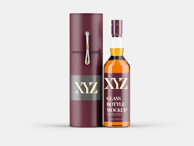 Confezione di whisky mezza vista laterale mockup