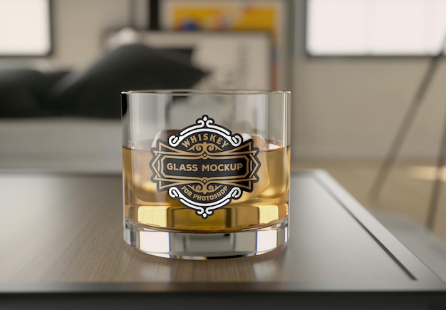 PSD whisky tumbler glass mockup