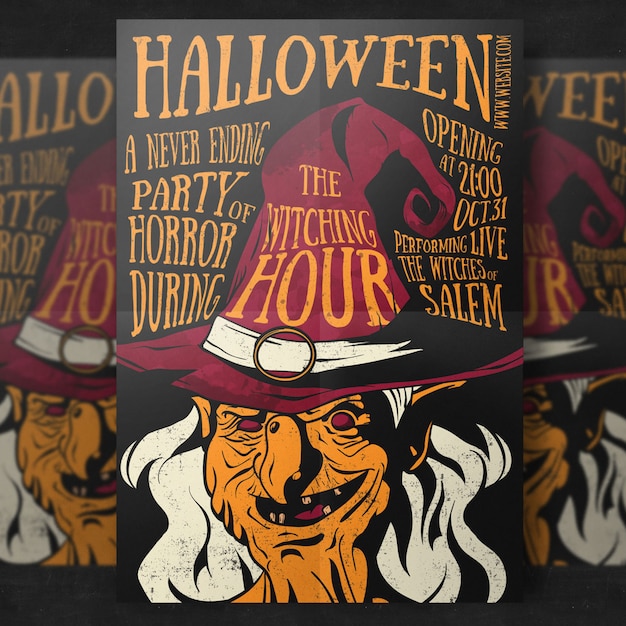 PSD whitch halloween party flyer template