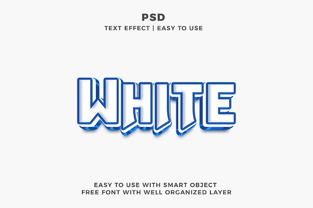 White 3d editable photoshop text effect style psd with background