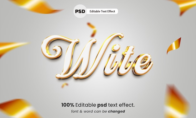 Effetto di testo premium modificabile 3d bianco