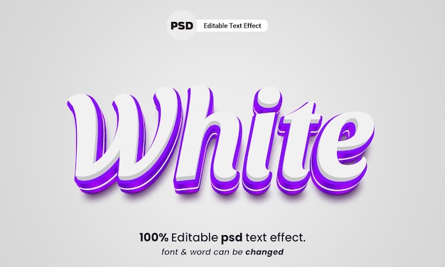 白の3D編集可能なpsd白のテキスト効果
