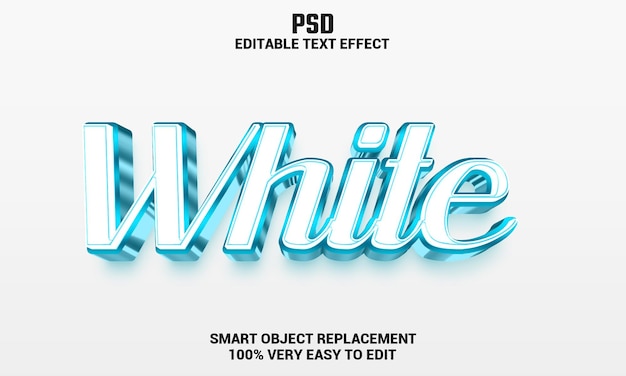 White 3d editable text effect with background Premium Psd