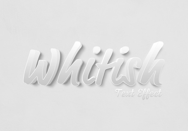 PSD white 3d glossy text effect with soft shadow mockup