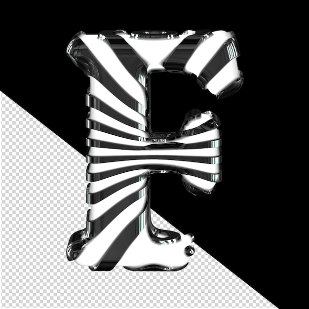 PSD white 3d symbol with black straps letter f