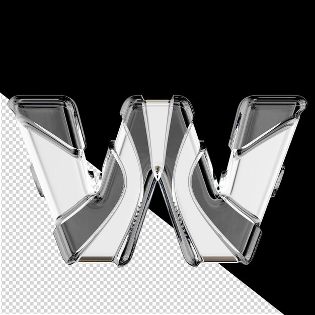 White 3d symbol with black straps letter w