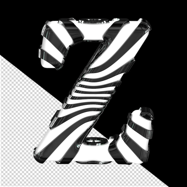 White 3d symbol with black straps letter z