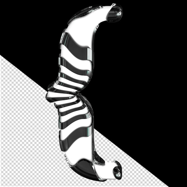 white 3d symbol with black straps