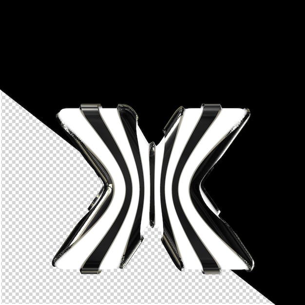 PSD white 3d symbol with black thin vertical straps letter x