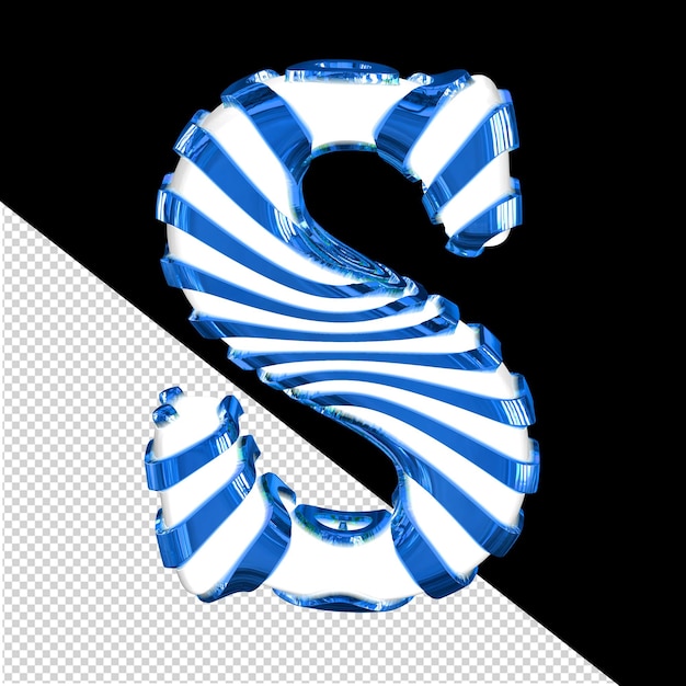 White 3d symbol with blue straps letter s