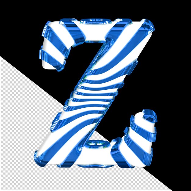 PSD white 3d symbol with blue straps letter z