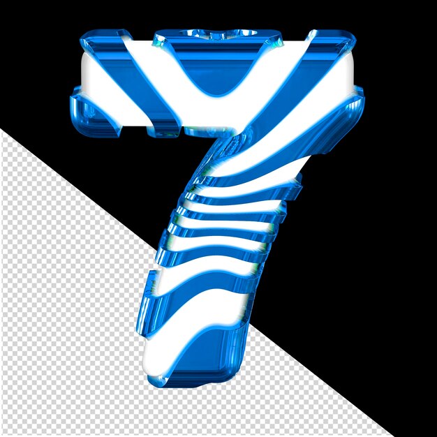 PSD white 3d symbol with blue straps number