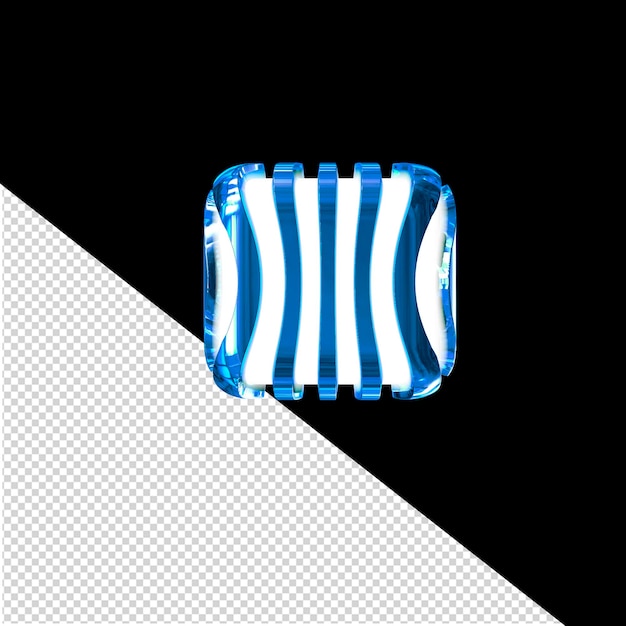 PSD Белый 3d-символ с синими тонкими вертикальными ремнями