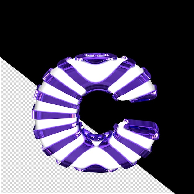 PSD Белый 3d-символ с темно-фиолетовыми ремешками, буква c