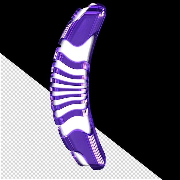 White 3d symbol with dark purple straps