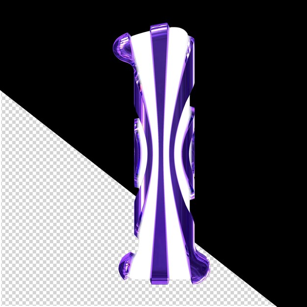 PSD white 3d symbol with dark purple thin straps letter l