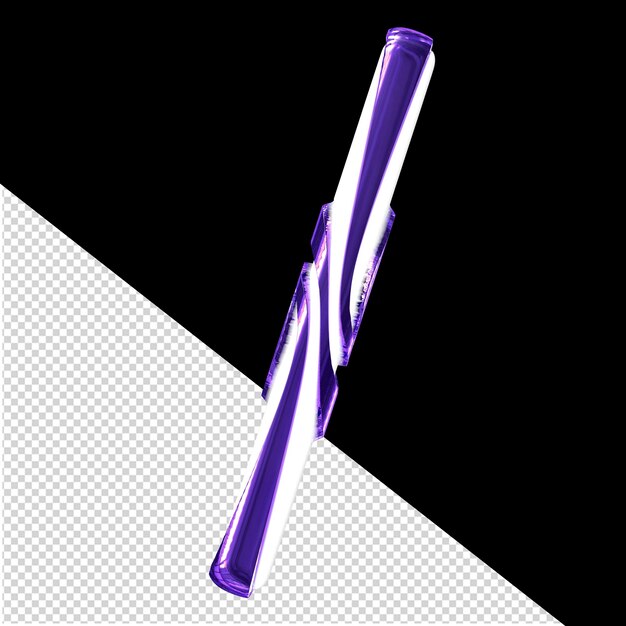 PSD white 3d symbol with dark purple thin straps