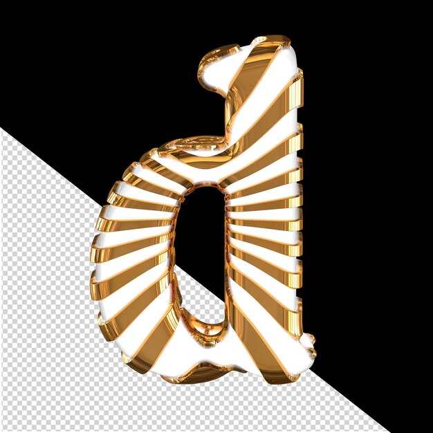 Simbolo 3d bianco con cinturini dorati lettera d