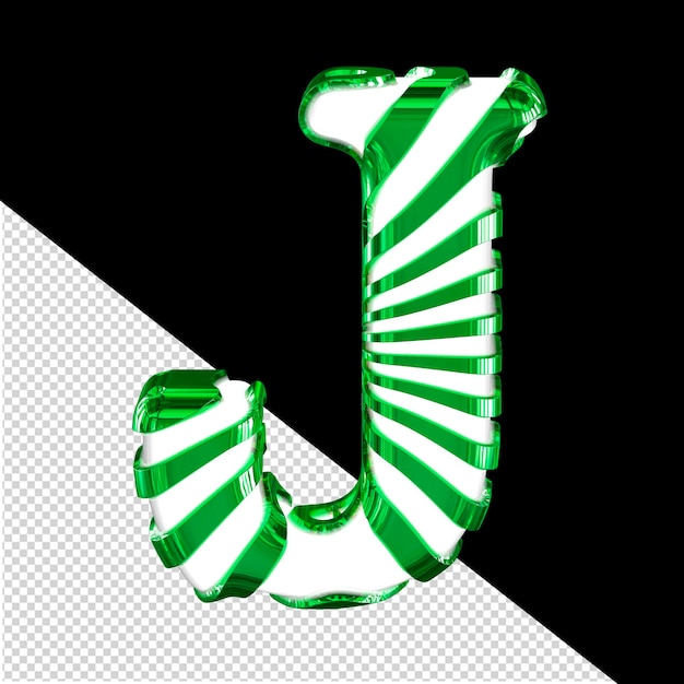 White 3d symbol with green straps letter j