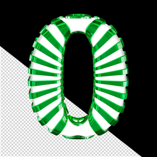 PSD white 3d symbol with green straps number 0