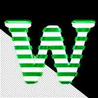 PSD 白い3dシンボル 緑色の細い水平ストレップ 文字 w