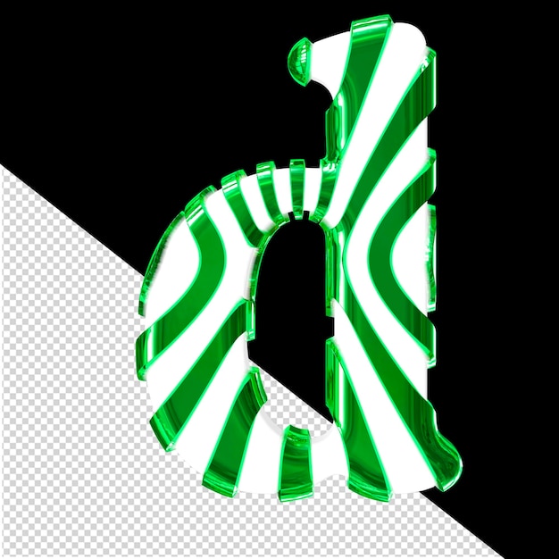 PSD Белый 3d-символ с зелеными тонкими ремнями буква d