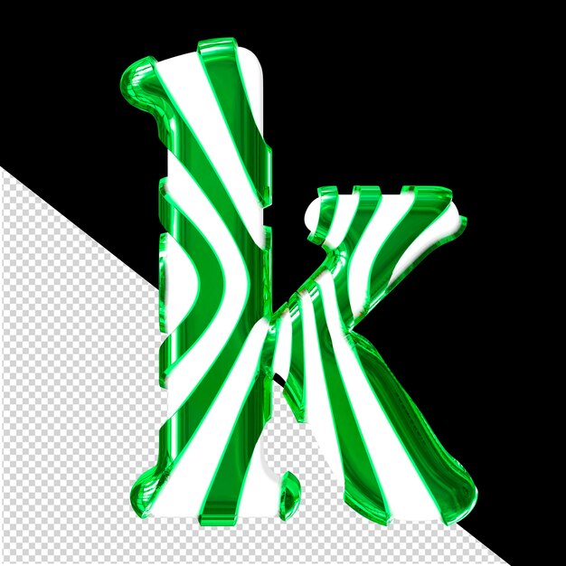 PSD white 3d symbol with green thin straps letter k