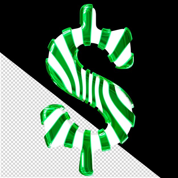 White 3d symbol with green thin straps