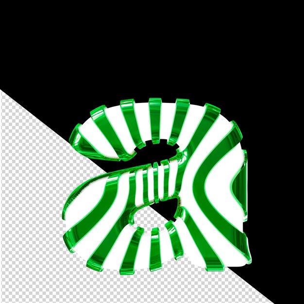 白い3dシンボル 緑色の細い垂直ストラップ 文字 a