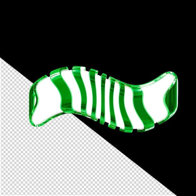 PSD white 3d symbol with green thin vertical straps