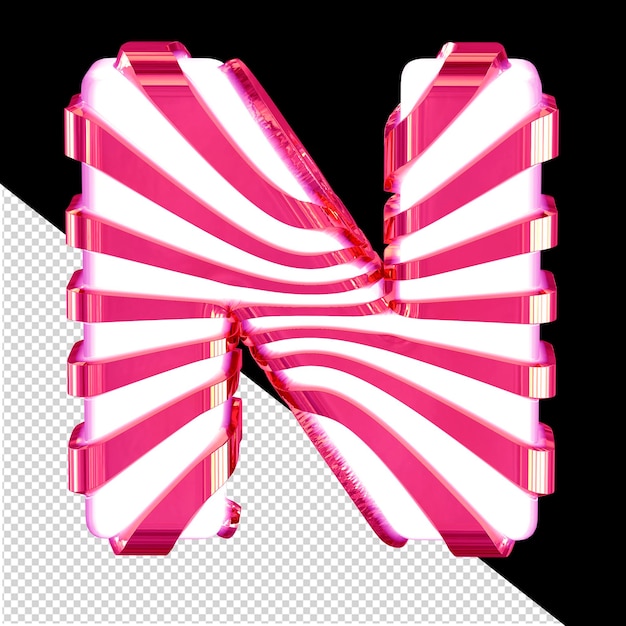 PSD Белый 3d символ с розовыми ремешками буква n