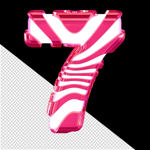 PSD white 3d symbol with pink straps number 7