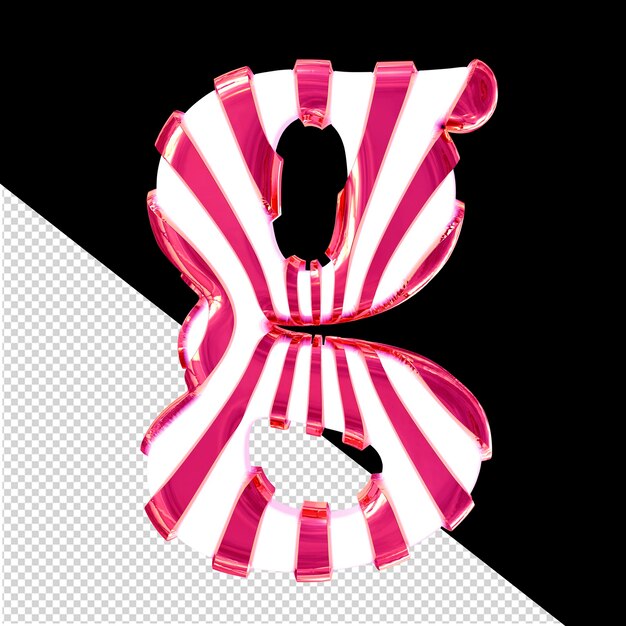 PSD white 3d symbol with pink thin straps letter g