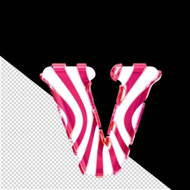 White 3d symbol with pink thin straps letter v
