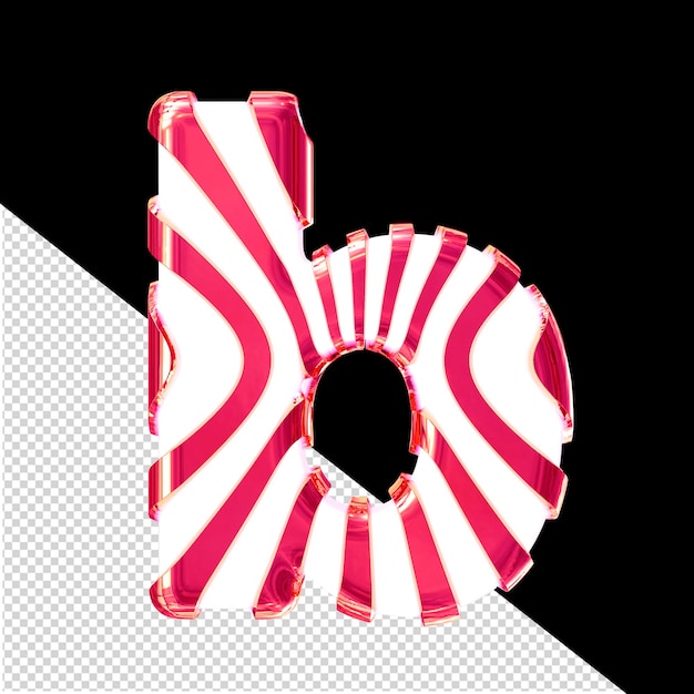 PSD white 3d symbol with pink thin vertical straps letter b